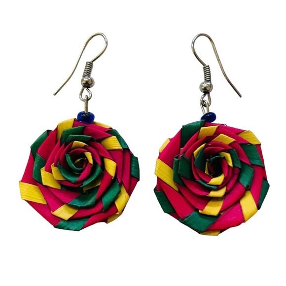 Colorful Handmade Flower Earrings - Picture 1 of 1